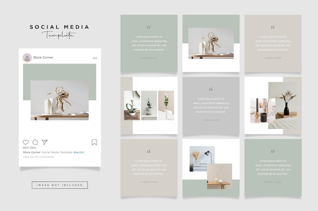 Vector eenvoudige en minimalistische social media post sjabloon elegante duidelijke ontwerp stijl