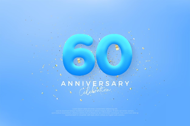 Eenvoudige en moderne 60e verjaardag verjaardag viering vector achtergrond Premium vector