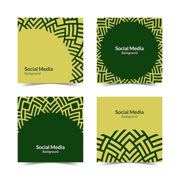 eenvoudige en moderne geelgroene tropische vierkante platte sociale media-achtergrond