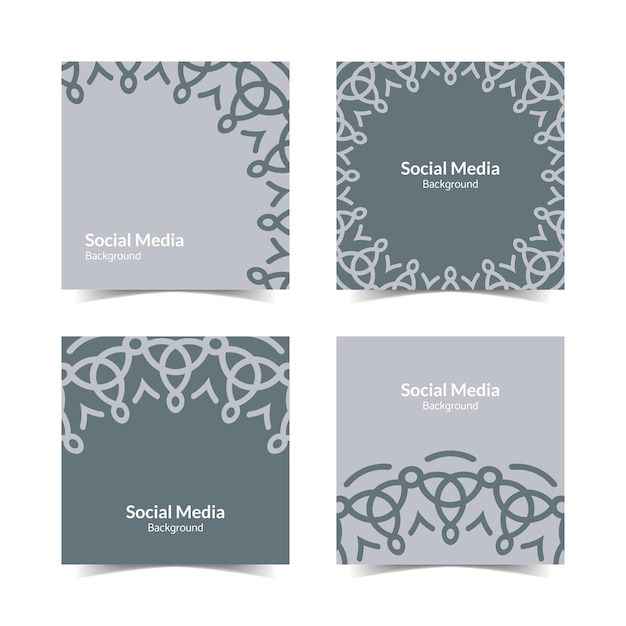 eenvoudige en moderne grijze sierlijnen vierkante platte sociale media achtergrond
