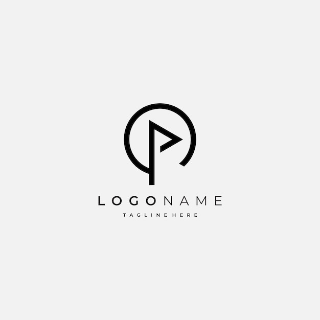 Eenvoudige en moderne letter P spelen logo-ontwerpsjabloonelementen