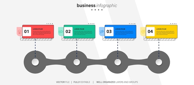 Eenvoudige en schone presentatie Business Infographic Design Template met 4 Bar van opties