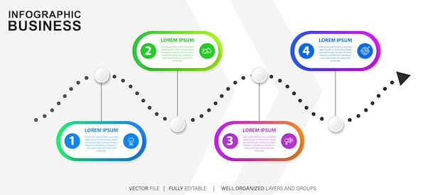 Eenvoudige en schone presentatie Business Infographic ontwerpsjabloon met 4 balk met opties