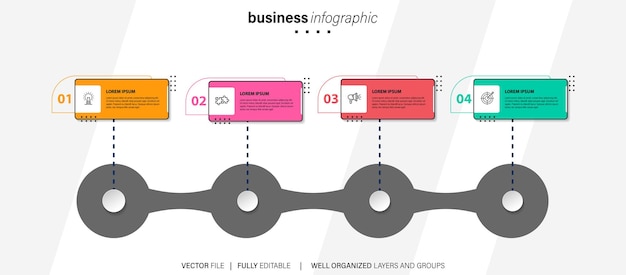 Eenvoudige en schone presentatie Business Infographic ontwerpsjabloon met 4 balk met opties