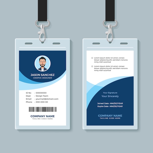 Eenvoudige en schone sjabloon voor het ontwerpen van ID-kaarten voor werknemers