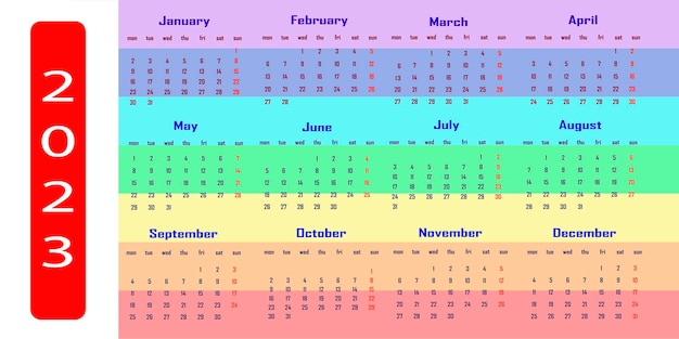 Eenvoudige Europese vectorkalender voor 2023