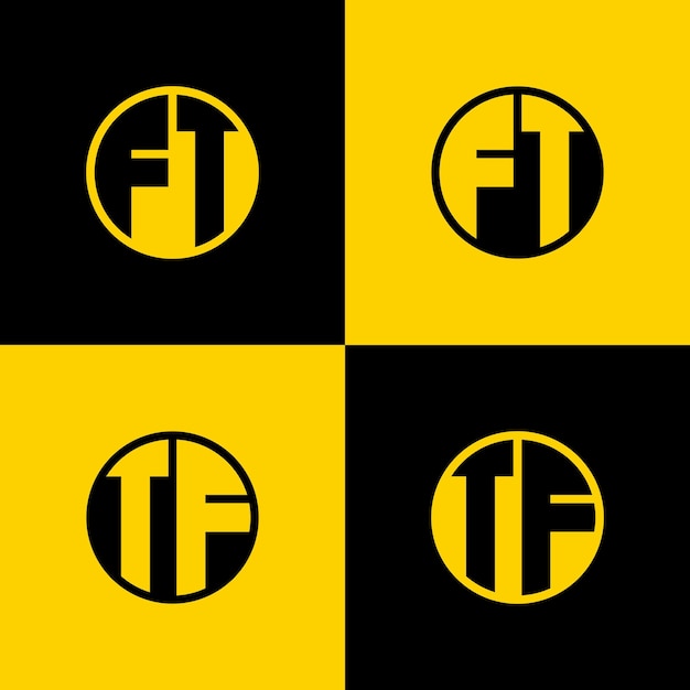 Eenvoudige FT en TF Letters Circle Logo Set geschikt voor zaken met de initialen FT en TF