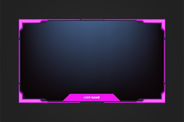 Vector eenvoudige gaming-scherminterface en streaming overlay vector met girly roze kleuren online girl gamer schermpaneeldecoratie op een donkere achtergrond streaming overlay sjabloon vector met knoppen