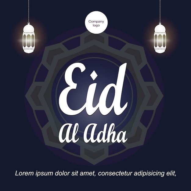 eenvoudige gelukkige eid al adha-daggroet met tekstlogo-symbool