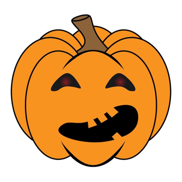 Eenvoudige Halloween enge pompoen met grappig gezicht in vlakke stijl Illustratie cartoon pompoen