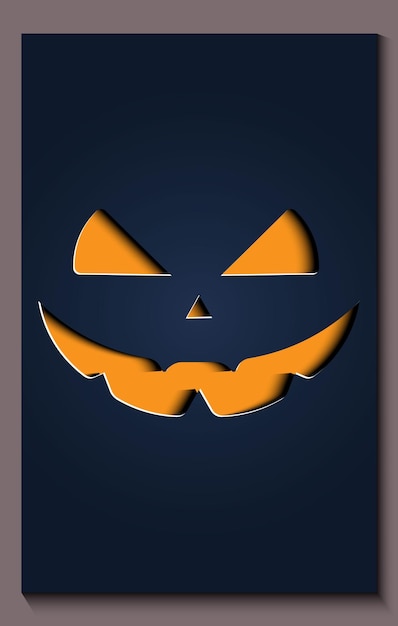 Vector eenvoudige halloween-pompoenglimlachuitdrukkingen in papierknipstijl voor poster of brochure