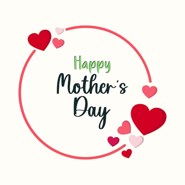 Eenvoudige Happy Mother's Day met een rood hart achtergrond