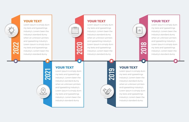 Vector eenvoudige horizontale tijdlijninfographics