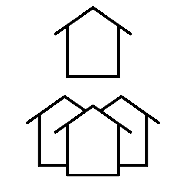 Eenvoudige huisje met schoorsteen in dunne lijn stijl platte vectorillustratie. minimalistisch huisvestingspictogram.