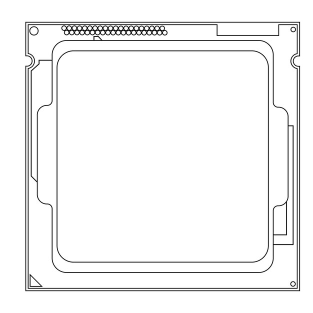 Eenvoudige illustratie van het pictogram van de chip van de digitale elektronische computer CPU