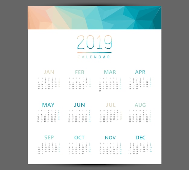 Eenvoudige kalender 2019