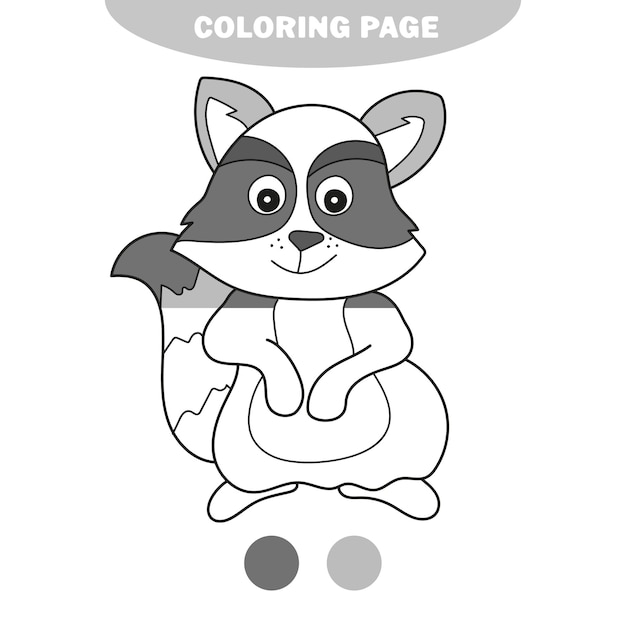 Eenvoudige kleurplaat bos dier wasbeer doodle cartoon eenvoudige illustratie