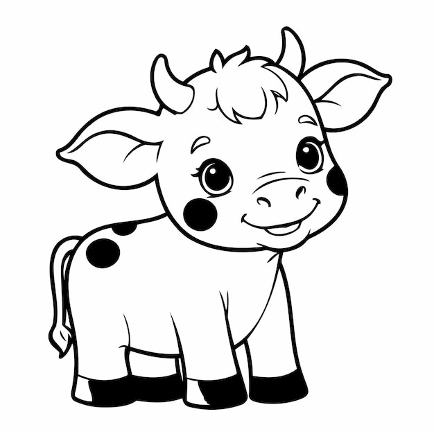 Vector eenvoudige koe doodle illustratie voor kinderen pagina