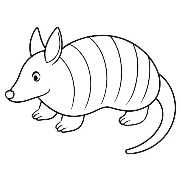 Eenvoudige kunst Armadillo vector illustratie Zwart-wit kleurboek of pagina voor kinderen