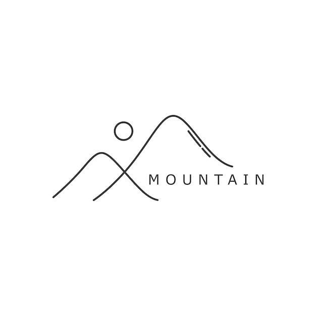 Eenvoudige landschapslijntekening van een berglogo