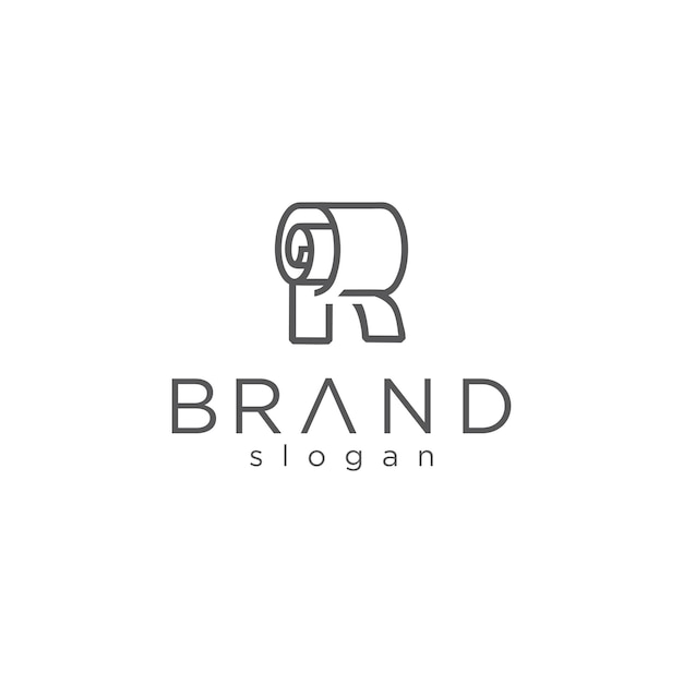 Eenvoudige letter R rol papier Logo ontwerp lijn monoline stijl