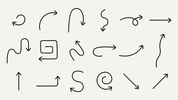 Eenvoudige lijnen met de hand getekende pijlen set doodle stijl pijlen eenvoudige lijn collectie