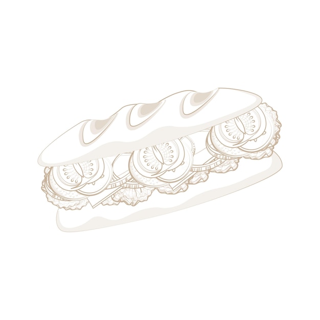 Vector eenvoudige lijnkunst baguette sandwich vector illustratie logo