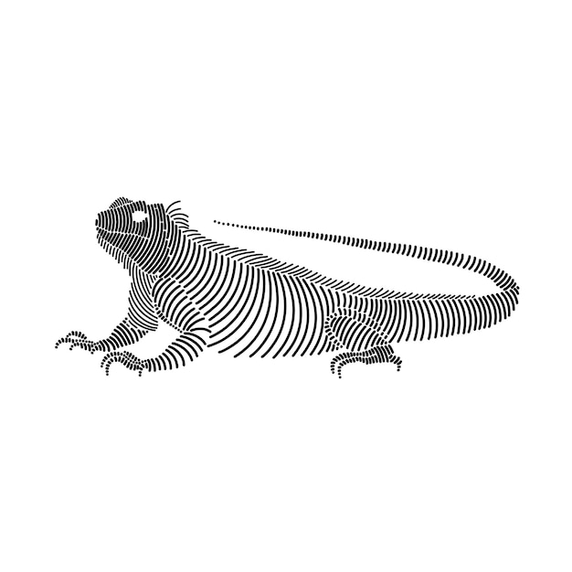 Eenvoudige lijnkunstillustratie van een iguana 2