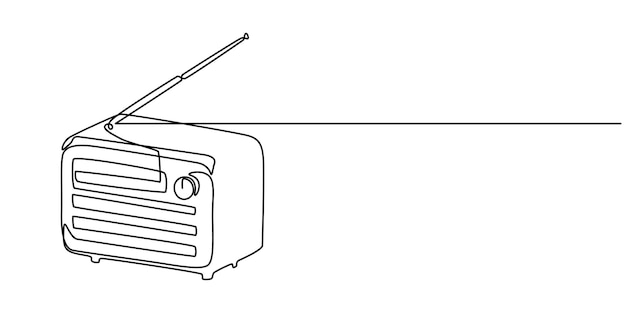 Eenvoudige lijntekening van een oude radio