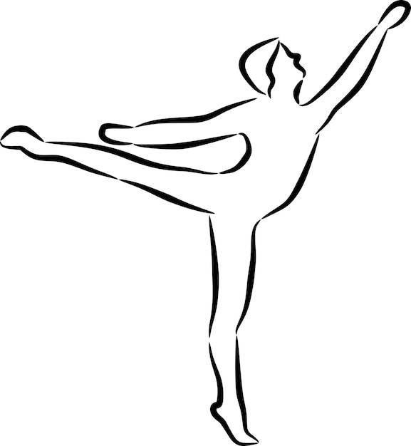 eenvoudige lijntekening van iemand die ballet doet