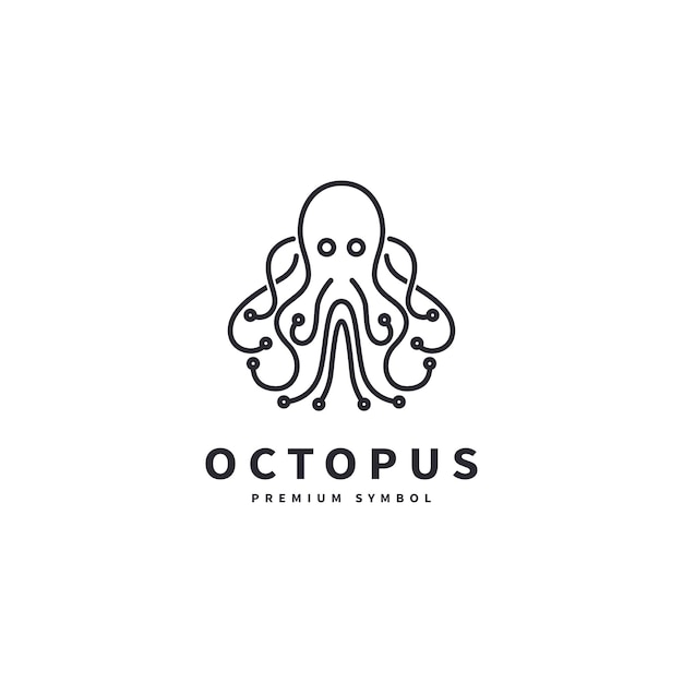 Eenvoudige minimalis octopus tentakels vectorillustratie met lijn kunststijl modern logo ontwerp 2