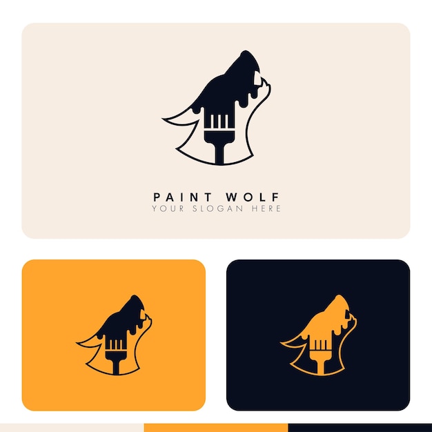 Eenvoudige minimalistische kwast binnenin wolf silhouet logo ontwerp illustratie