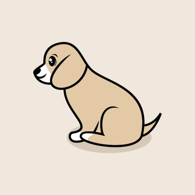 Eenvoudige minimalistische schattige hond cartoon illustratie tekening