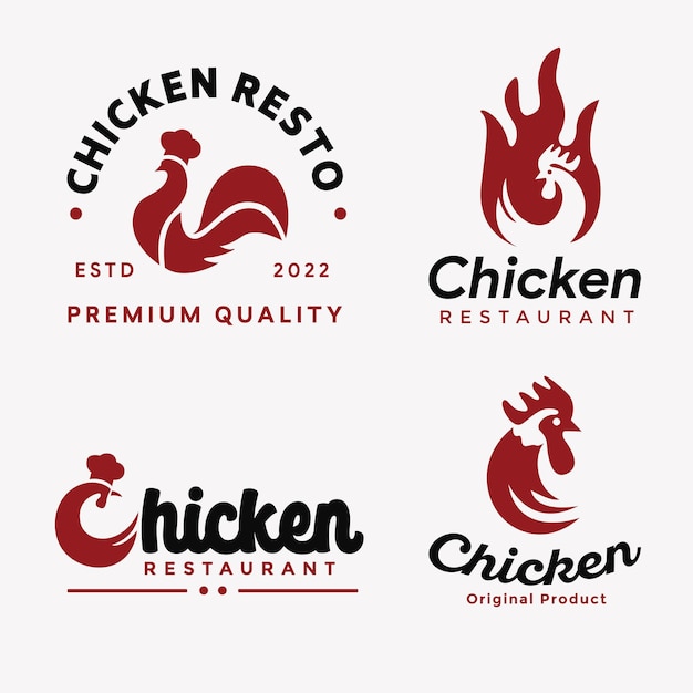 eenvoudige minimalistische vectorcollectie voor kippenlogo's voor bedrijven en restaurants