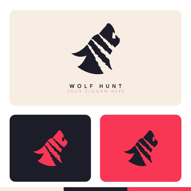 eenvoudige minimalistische wolf kras silhouet logo ontwerp illustratie