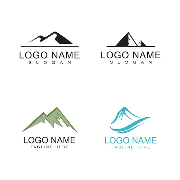 Eenvoudige moderne berglandschap logo design vector, rocky ice top mount peak silhouet