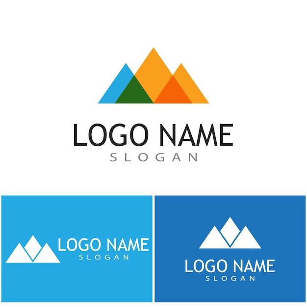 Eenvoudige moderne berglandschap Logo Design Vector, Rocky Ice Top Mount Peak silhouet