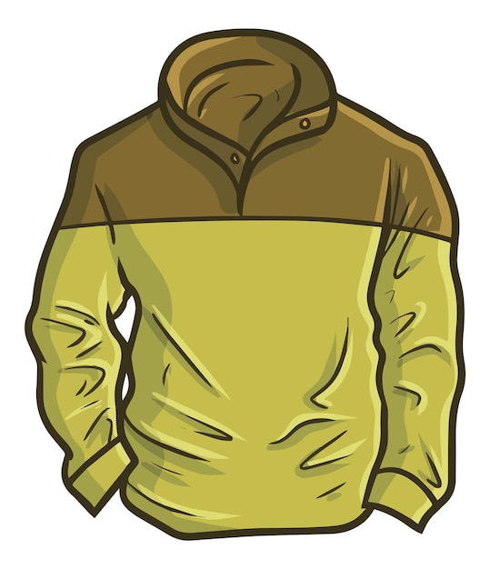 Vector eenvoudige moderne bruine en lichtgroene jacket cartoon illustratie