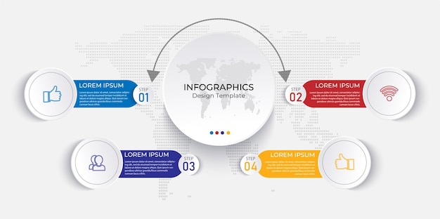 Eenvoudige moderne cirkel infographic met 4 stappen