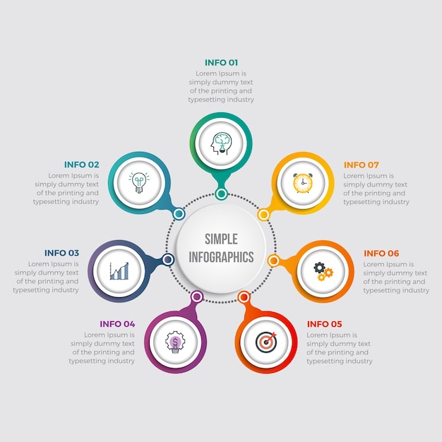 Eenvoudige moderne cirkel-infographics met 07 stappen