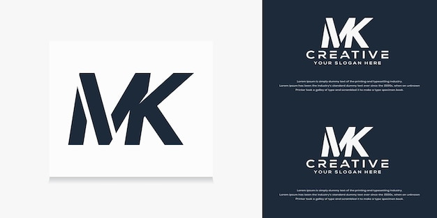 eenvoudige moderne eerste mk-letterlogosjabloon