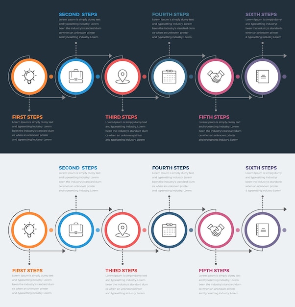 Vector eenvoudige moderne horizontale cirkel-infographics