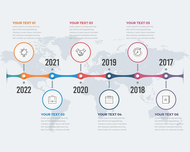 Eenvoudige moderne horizontale tijdlijninfographics