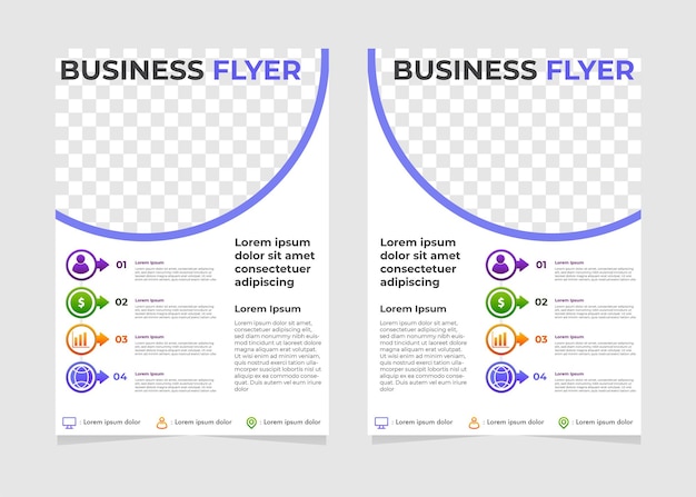 Eenvoudige moderne zakelijke flyer ontwerpsjabloon met ronde vormen.