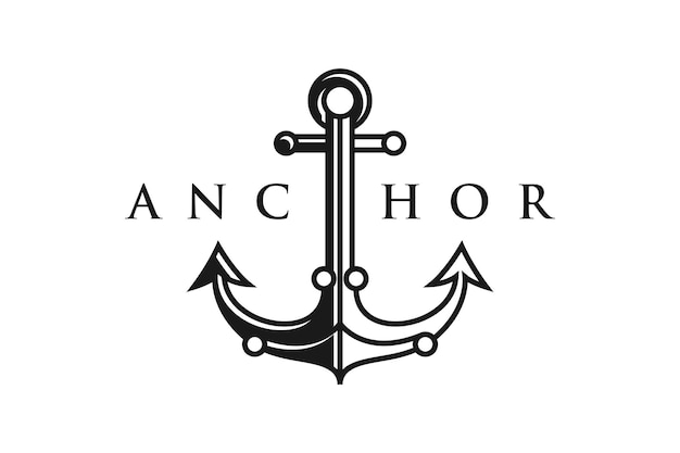 Eenvoudige Mono Line Art Anker Boot Schip Nautische logo ontwerp vector