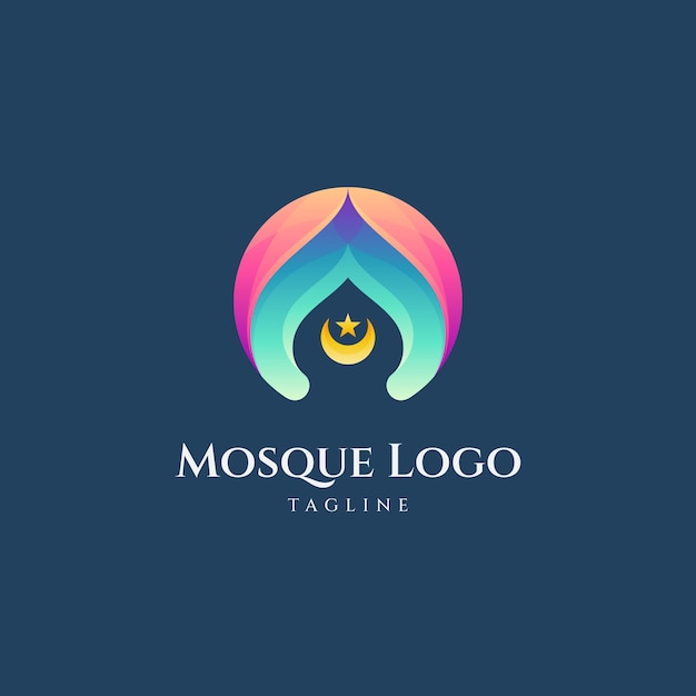 Eenvoudige moskee gradiënt logo vector