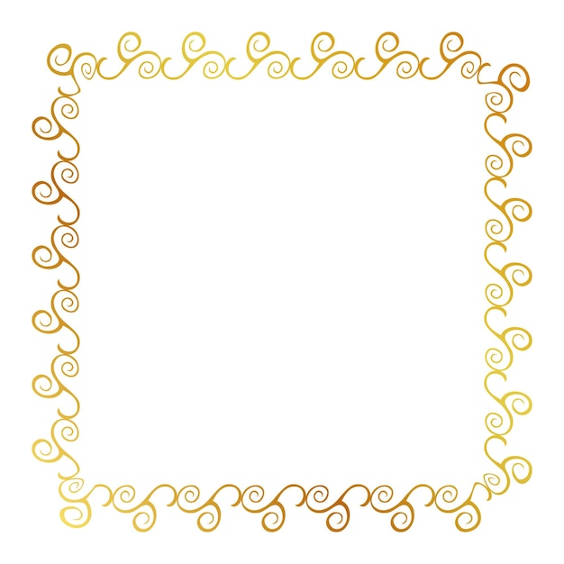 Vector eenvoudige naadloze vector goud gouden vierkant handtekening schets bloemen rand