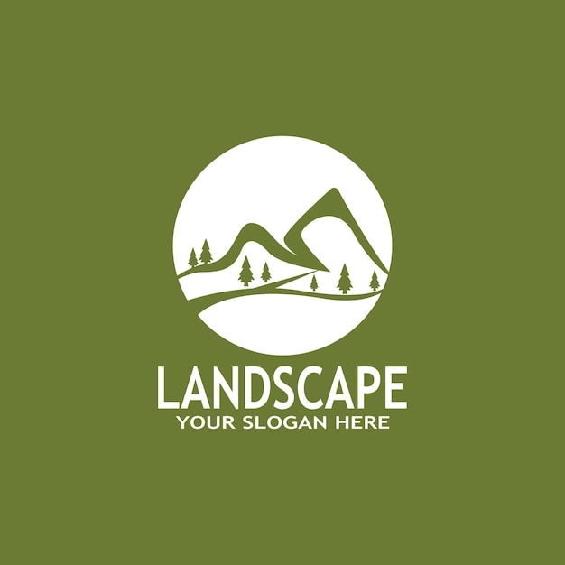Eenvoudige natuur landschap Logo vectorillustratie