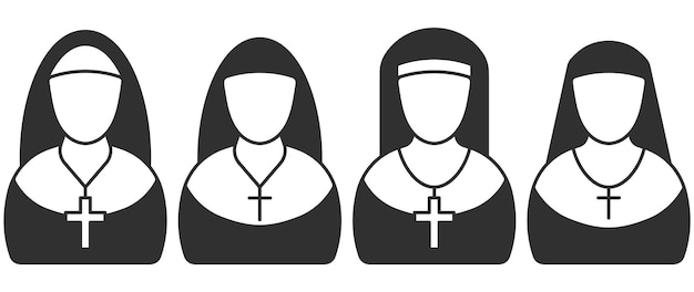 Eenvoudige Nun Icon Zuster van barmhartigheid teken Vector illustratie