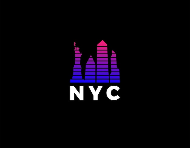 Eenvoudige NYC New York City wolkenkrabber Logo ontwerpsjabloon